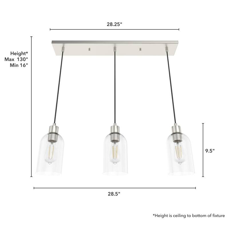 Hunter Lochemeade 3-Light Linear Cluster Pendant - Kitchen Island, Dining Room - Modern Farmhouse, Contemporary, Industrial