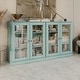preview thumbnail 44 of 75, 100% Solid Wood Sideboard with Glass or Solid Wood Doors by Palace Imports - 64" x 35.75" Aqua - Glass