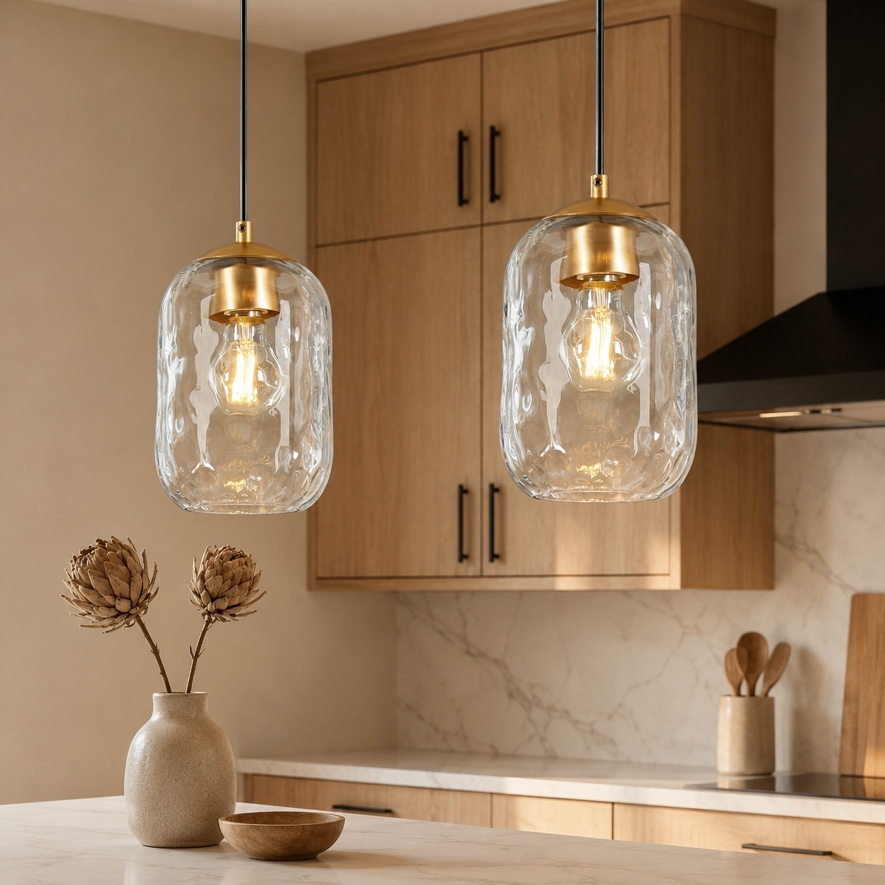 Modern Chic 1-light Pendant Light Water Ripple Glasses Kitchen Island Light for Dining Room - 5.3 " D × 8.9 " H