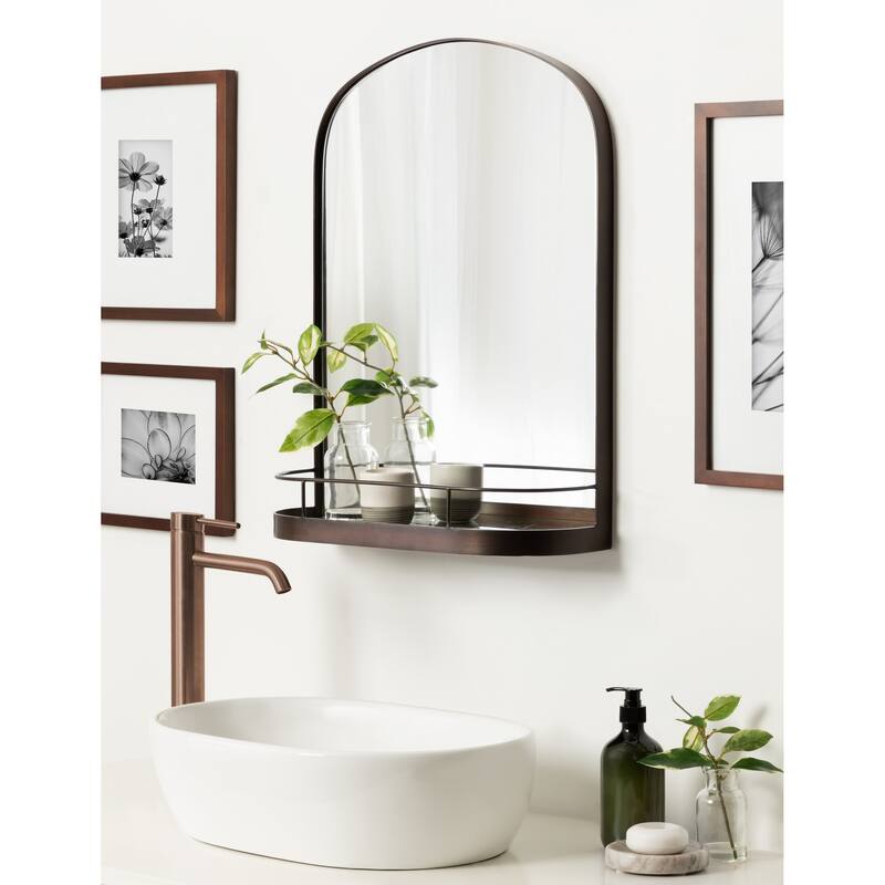 Kate and Laurel Peyson Framed Arch Mirror with Shelf