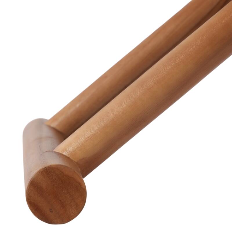 Foldable Backless Cowhide Storage Stool with Solid Wood Frame