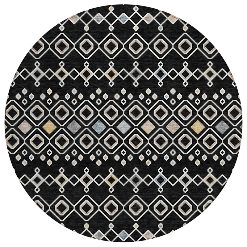 Machine Washable Indoor/ Outdoor Global Contempory Chantille Rug