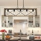preview thumbnail 35 of 68, Kiro 5-light Farmhouse Linear Chandelier Faux Wood Dining Lighting with UL Certified - 36'' Pinewood/Aged Zinc
