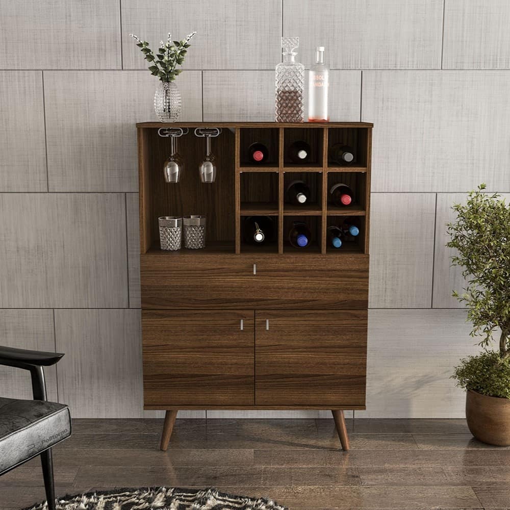 Polifurniture Salamanca Bar Cabinet, Walnut