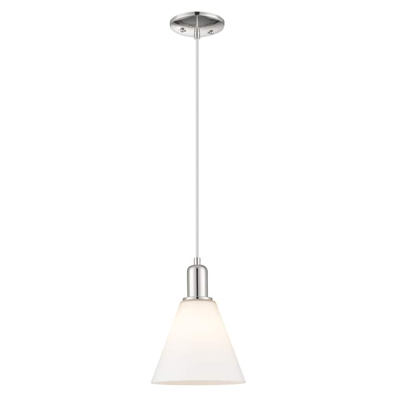 Innovations Lighting Endless Possibilities Arcadia - Berkshire Glass - 1 Light 8" Cord Hung Mini Pendant - Polished Nickel/Matte White