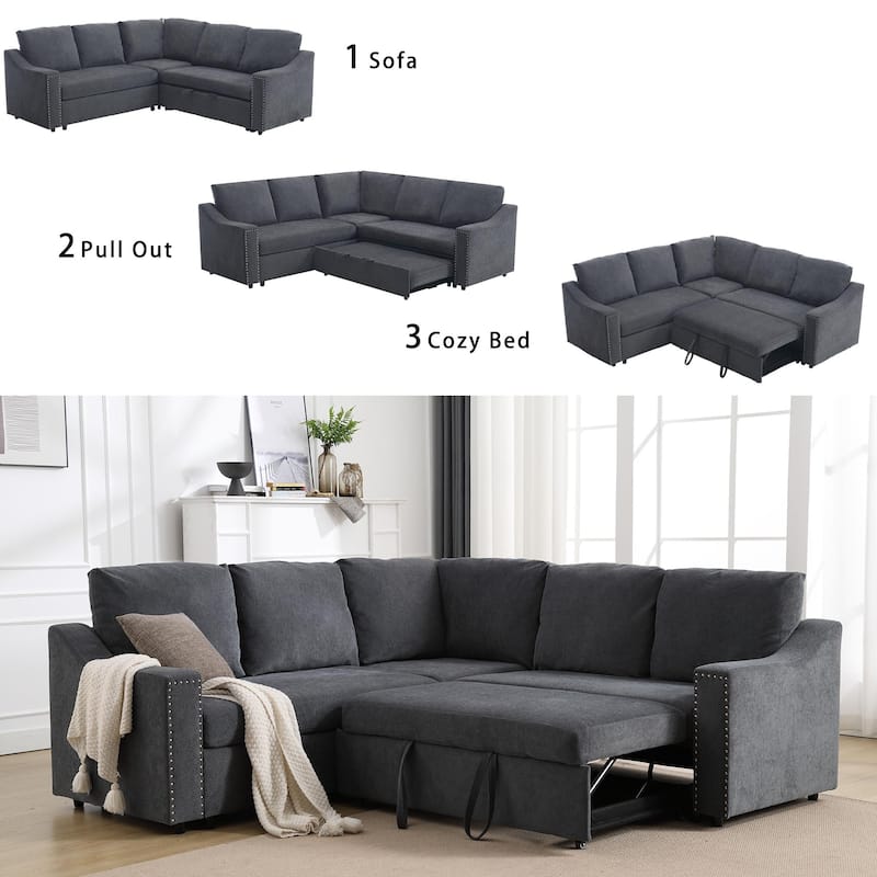 [NEW ARRIVED] [VIDEO PROVIDED]L-shaped sofa with pull-out sofa bed, Corner Sofa,comfortable living room furniture set, sleeper s