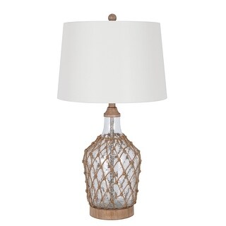 Glass 30" Table Lamp with Linen Shade, Clear & Natural (Set of 2) - Bed ...