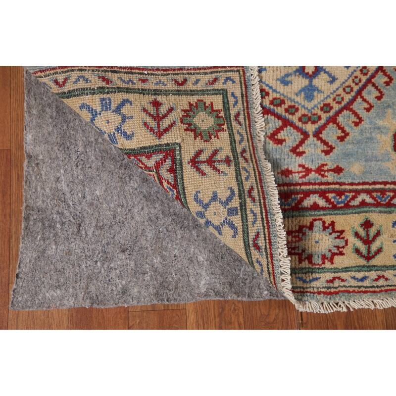Light Blue Kazak Runner Rug Hand-Knotted Wool Carpet - 2'7" x 15'9"
