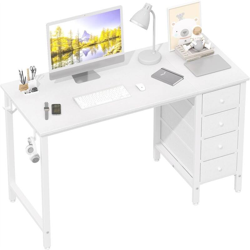 Computer Writing Table Desks - 19.7"D x 39.4"W x 29.5"H - Warm White