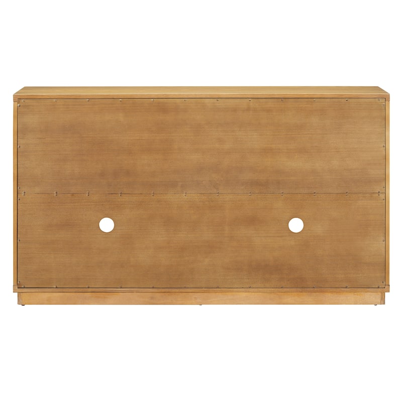 4-Door Large Storage Buffet Cabinet with Glass Doors and Adjustable Shelves