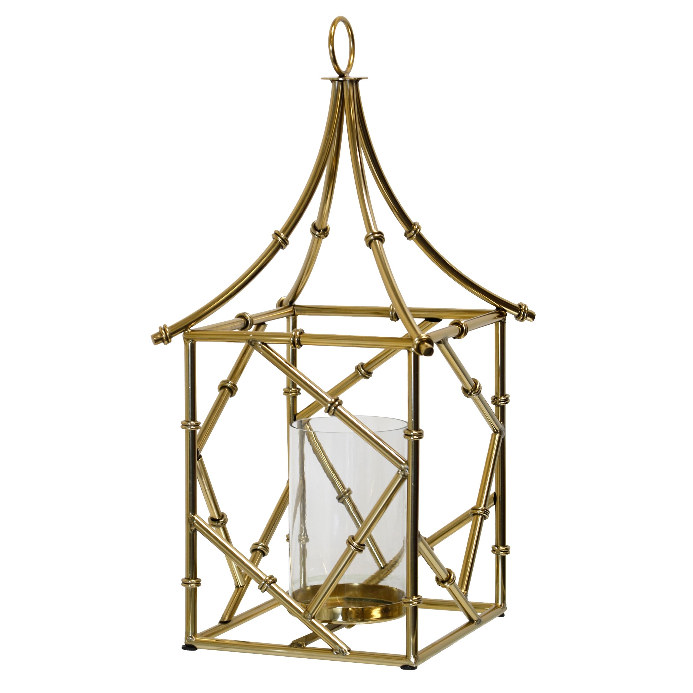 StyleCraft Gilded Pavilion Lantern Candle Holder - Gold