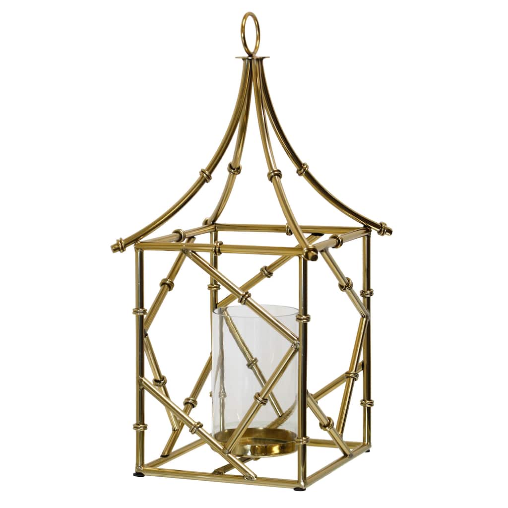 StyleCraft Gilded Pavilion Lantern Candle Holder - Gold