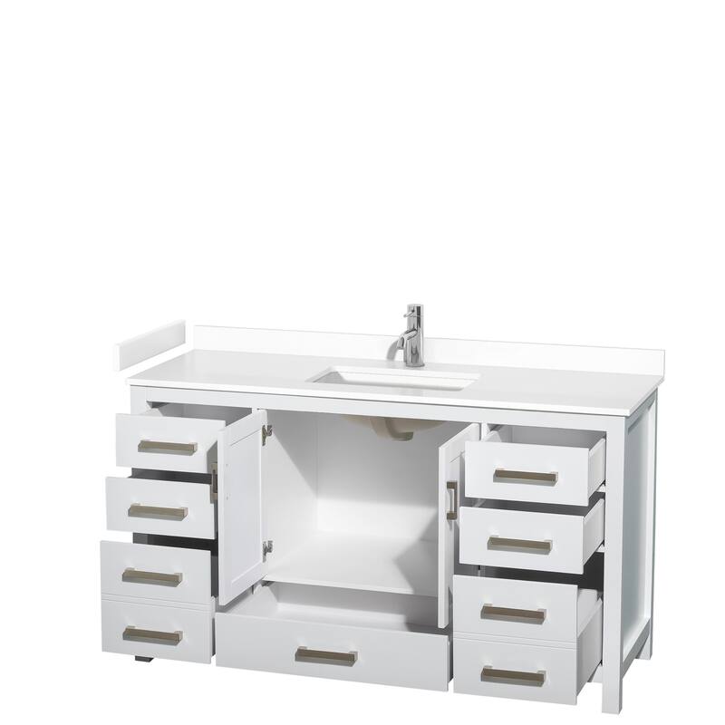 Sheffield Single Bathroom Vanity Set, Cultured Top, No Mirror