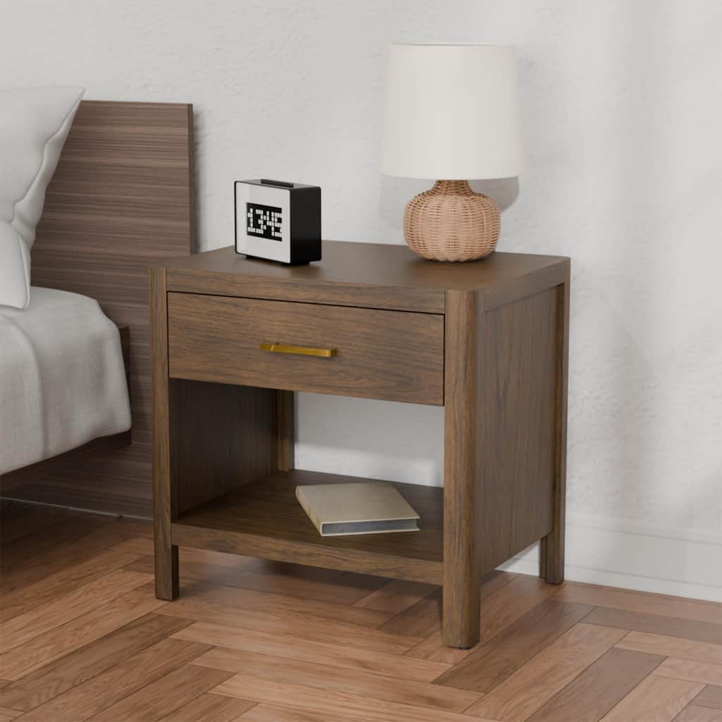 NPD Furniture Trevin Nightstand with 1 Drawer and Open Shelf