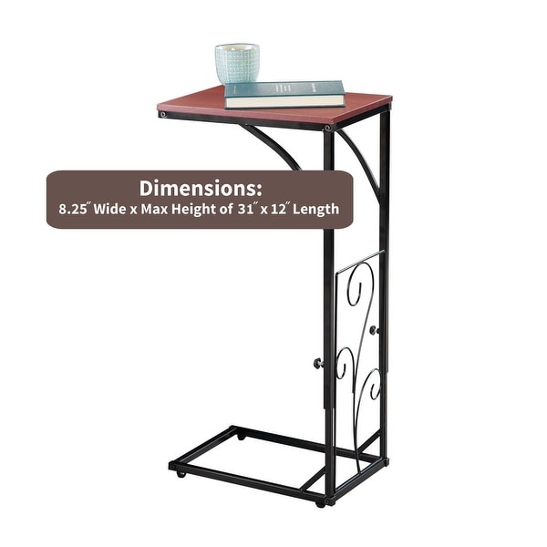 Iron Frame Wood Top Sofa Side Coffee Laptop Trolley Table In Brown