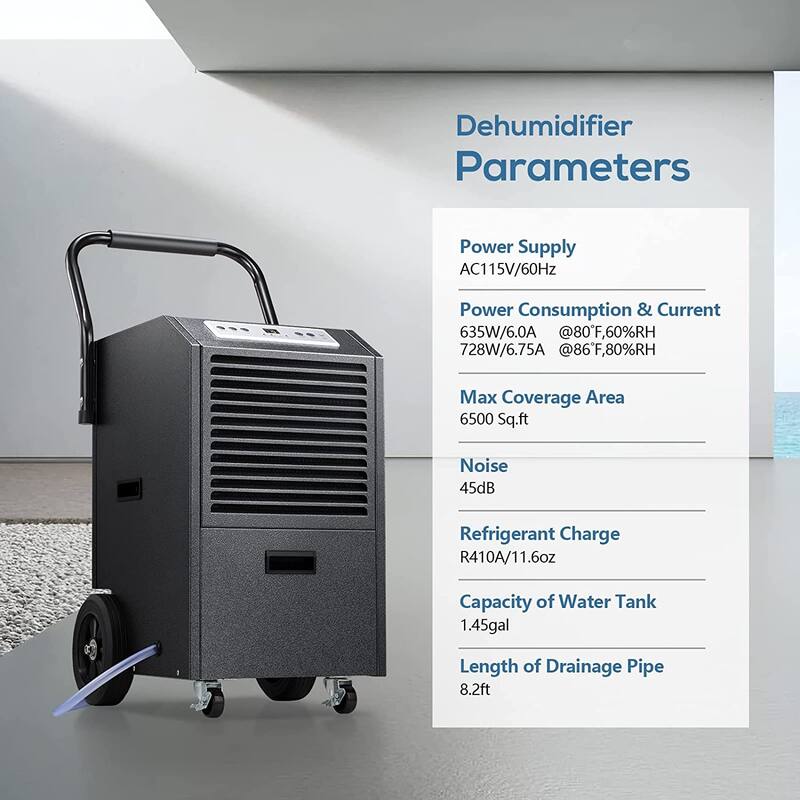 Commercial Dehumidifier for Basement with Drain Hose and Pump - 110 pints