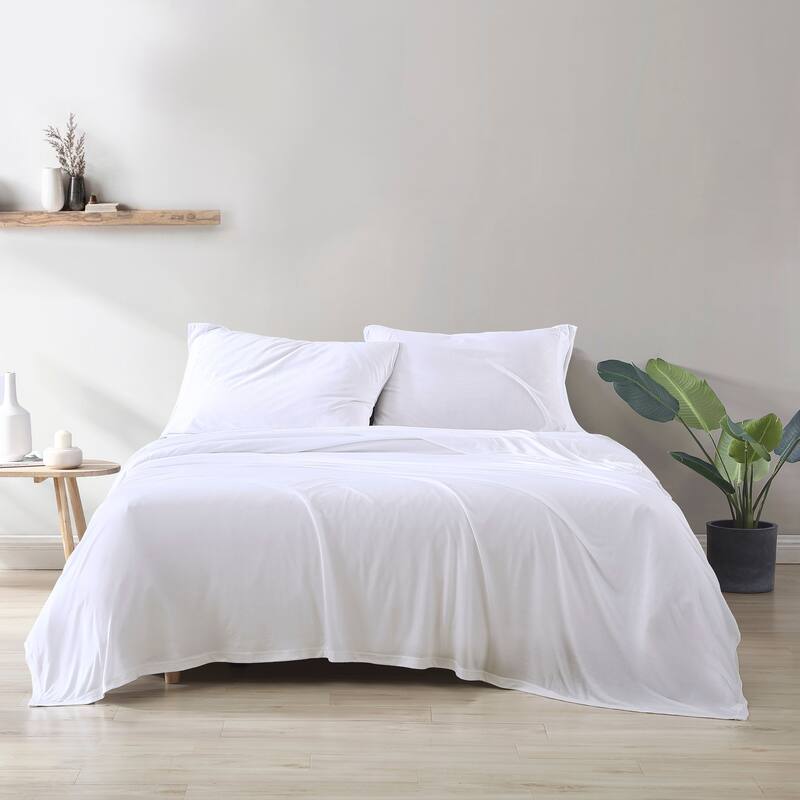 Brielle Home TENCEL Modal Beech Tree Fiber Sheet Set - White - Twin