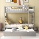 preview thumbnail 2 of 7, Gray Twin Size Solid Pinewood Bunk Beds with Safety Rail, Movable Trundle, Ladder, and Full Length Guardrails