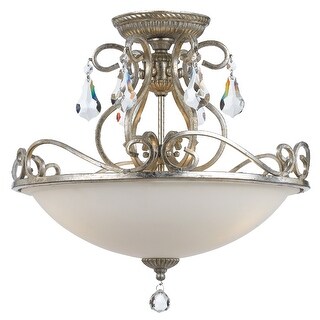 Ashton 3 Light Hand Cut Crystal Silver Ceiling Mount - 16.5'' W x 16.25'' H