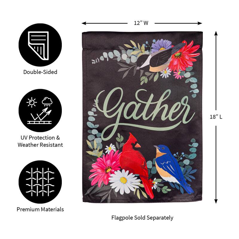 Gather Birdies Suede Garden Flag