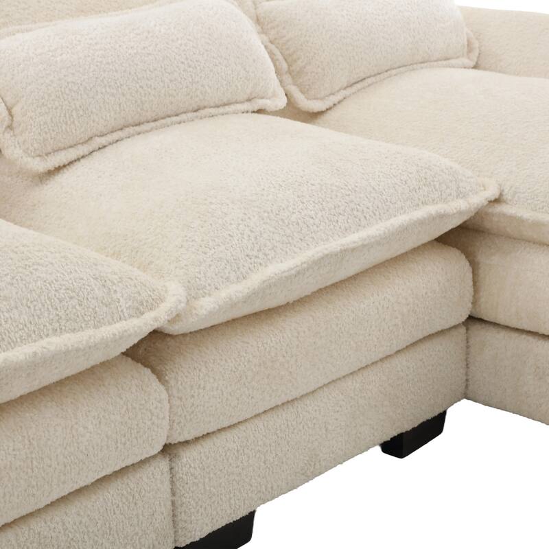 110.63'' Modern U-Shaped Chenille 4 Seater Sectional Sofa with Double Cushions, 2 Chaise and High-Density Foam