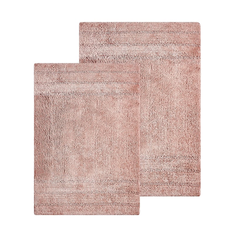 Anne Klein 2 Piece Reverie 100% Cotton Bath Rug Set - Blush