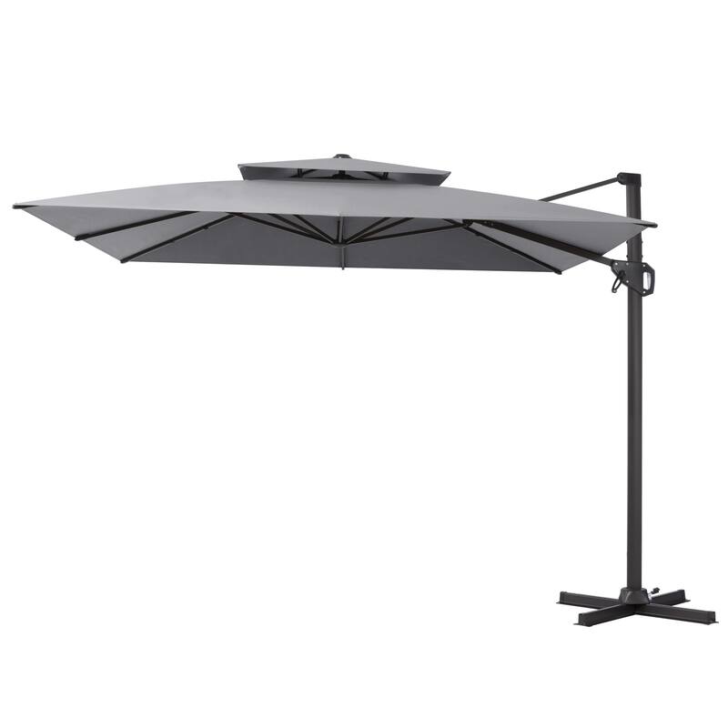 Pellebant 10'X10 FT Outdoor Patio Square Cantilever Umbrella with Double Top - DarkGrey