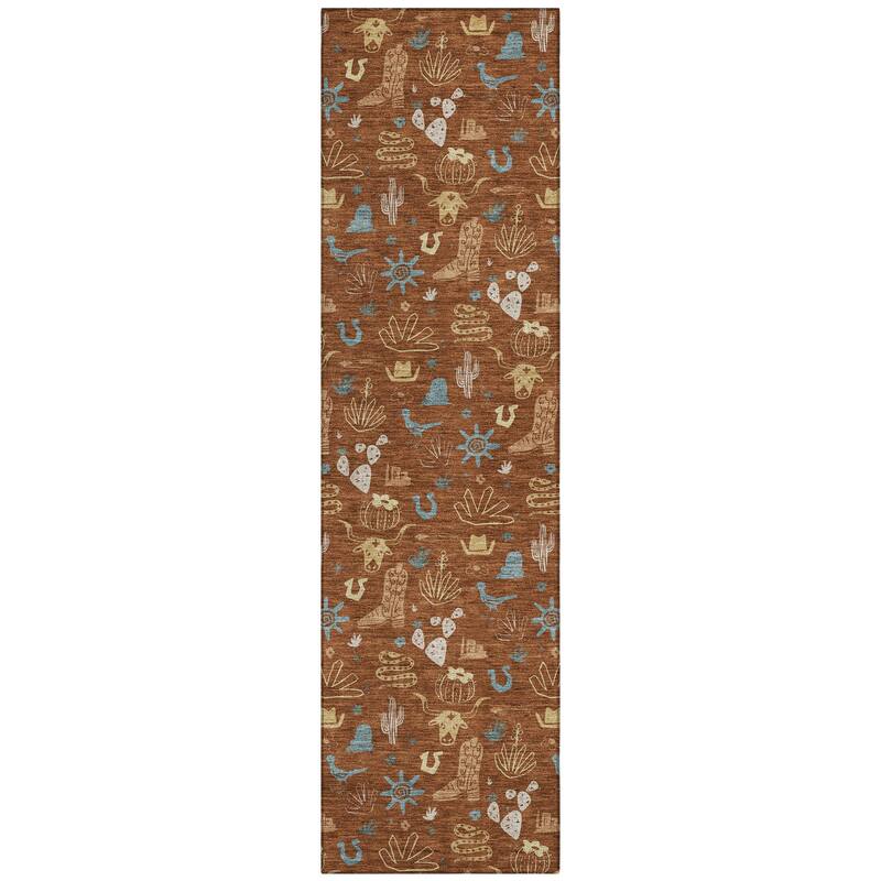 Machine Washable Indoor/ Outdoor Cowboy Ranch Chantille Rug