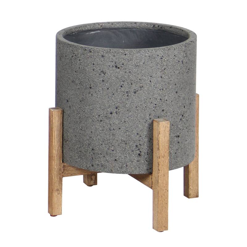 Mulber Round Standing Pot, Grey Stone