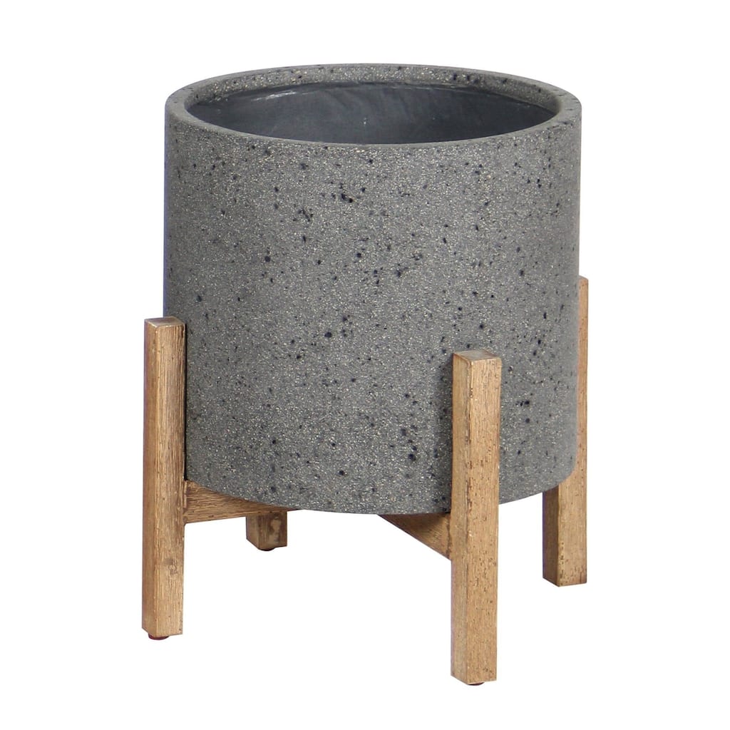 Mulber Round Standing Pot, Grey Stone