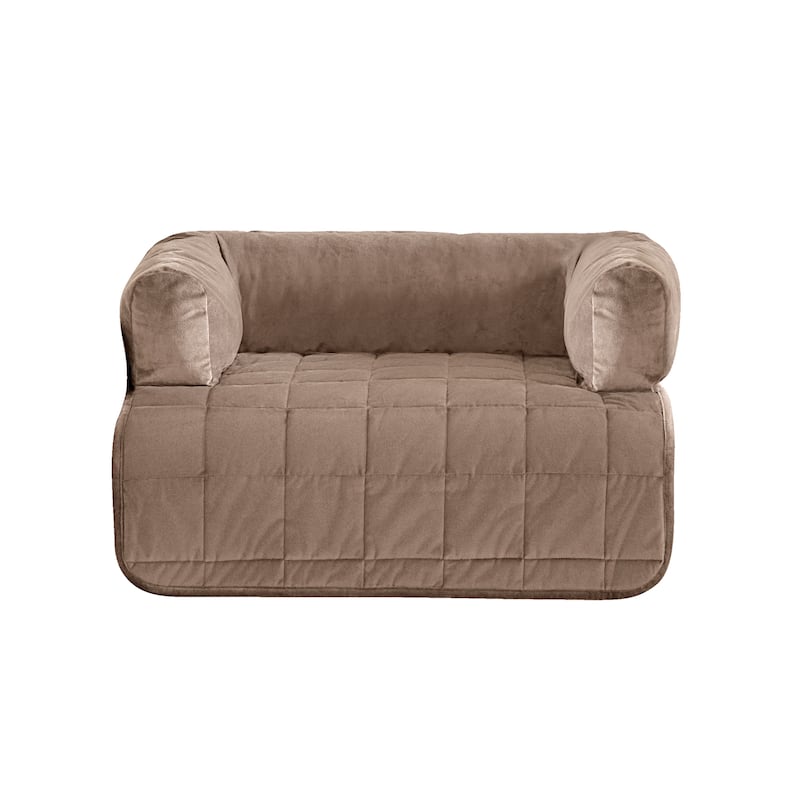 SureFit Pet Otis Quilted 3-Sided Bolster Pet Bed, Waterproof Couch Protector - 46x32 - Sable