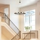 preview thumbnail 3 of 8, Rezz Black Modern Wagon Wheel LED Large Chandelier - 33.86 in. W x 32.68 in. H x 33.86 in. D