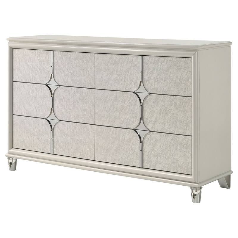 Gwendolyn Pearl White 6-drawer Dresser Cabinet