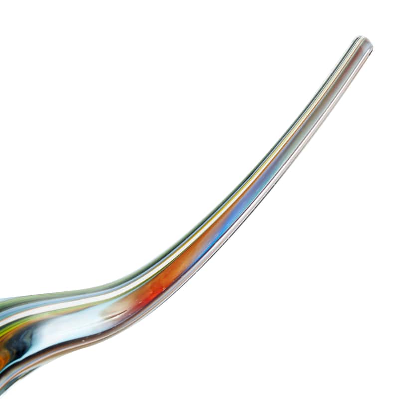 Multi Colored Glass Wave Abstract Decorative Sculpture with Clear Base - 4"W x 20"L x 6"H
