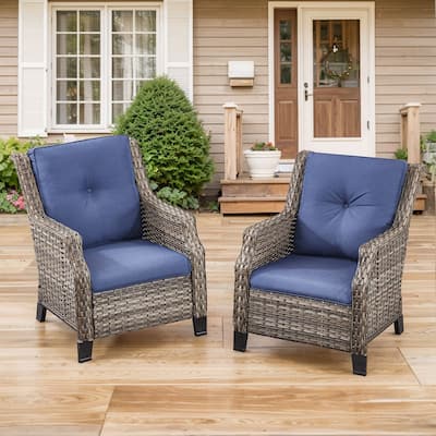 Gymojoy Wicker Patio Chairs with Olefin Cushions Weather-Resistant - 2-Piece