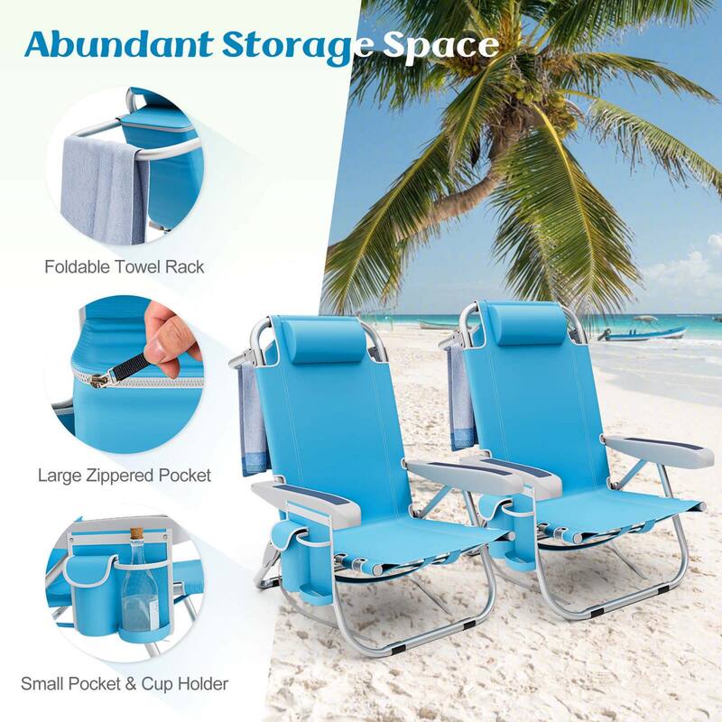 Goplus 1/2 PCS Folding Beach Chair for Adult Lightweight Aluminum