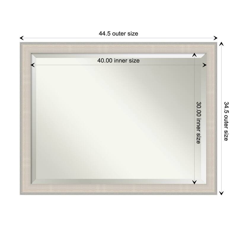 Cottage White Silver Beveled Wood Framed Wall Mirror - Cottage White Silver - Glass Size 40x30