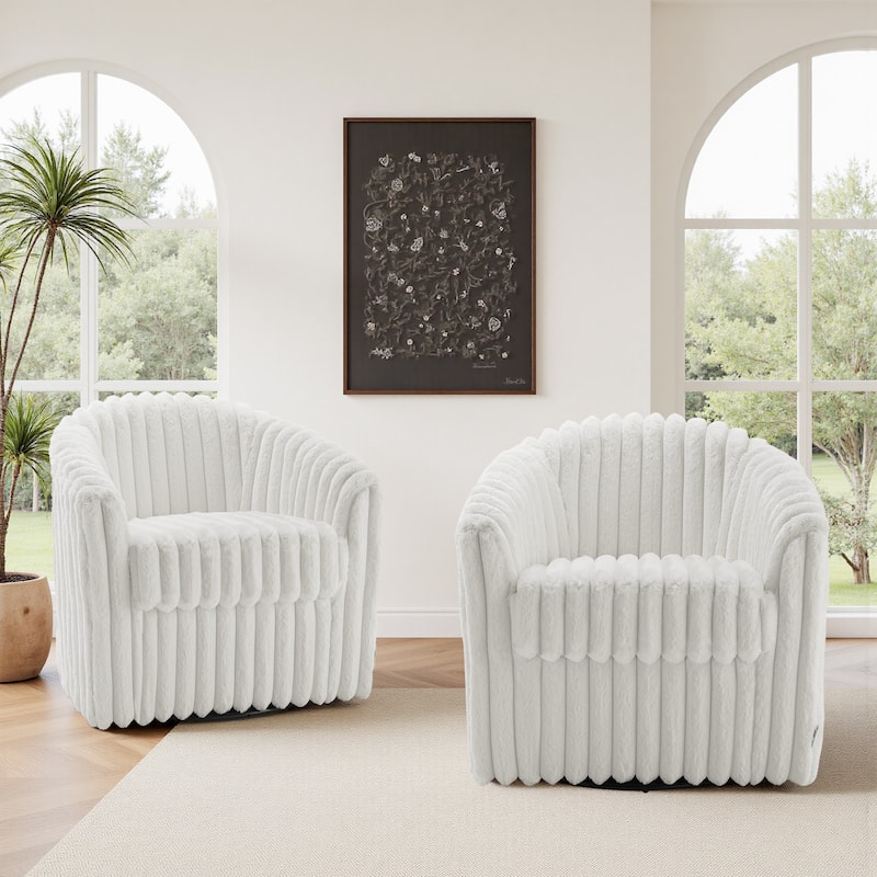 Modern Cotton Flannel Swivel Accent Chair Plush Barral Chair