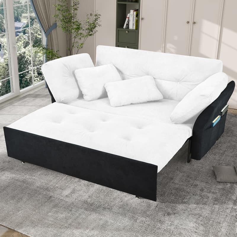74.01" Chenille 3-in-1 Convertible Sleeper Sofa Bed with Storage