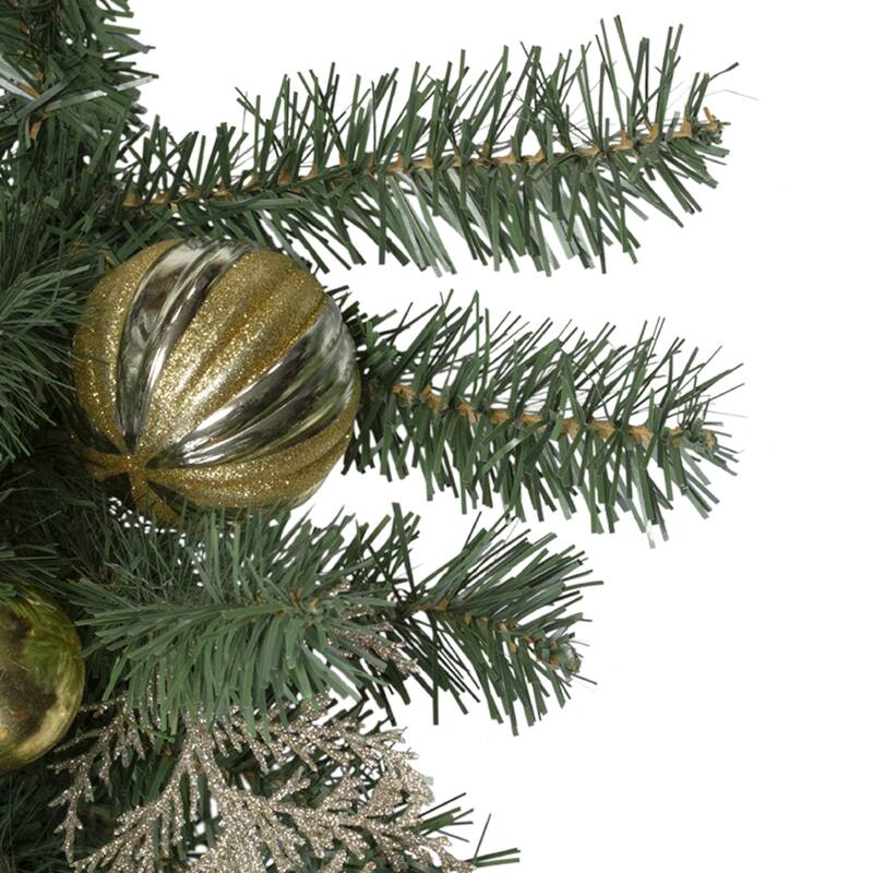 30" Pink and Gold Frosted Artificial Christmas Teardrop Swag - Unlit