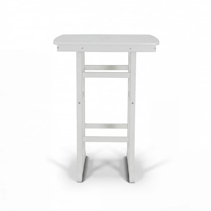 HDPE Poly Lumber Bar Height Patio Table, All-Weather Outdoor High Top Bistro Table, Slatted Top, Easy Assembly