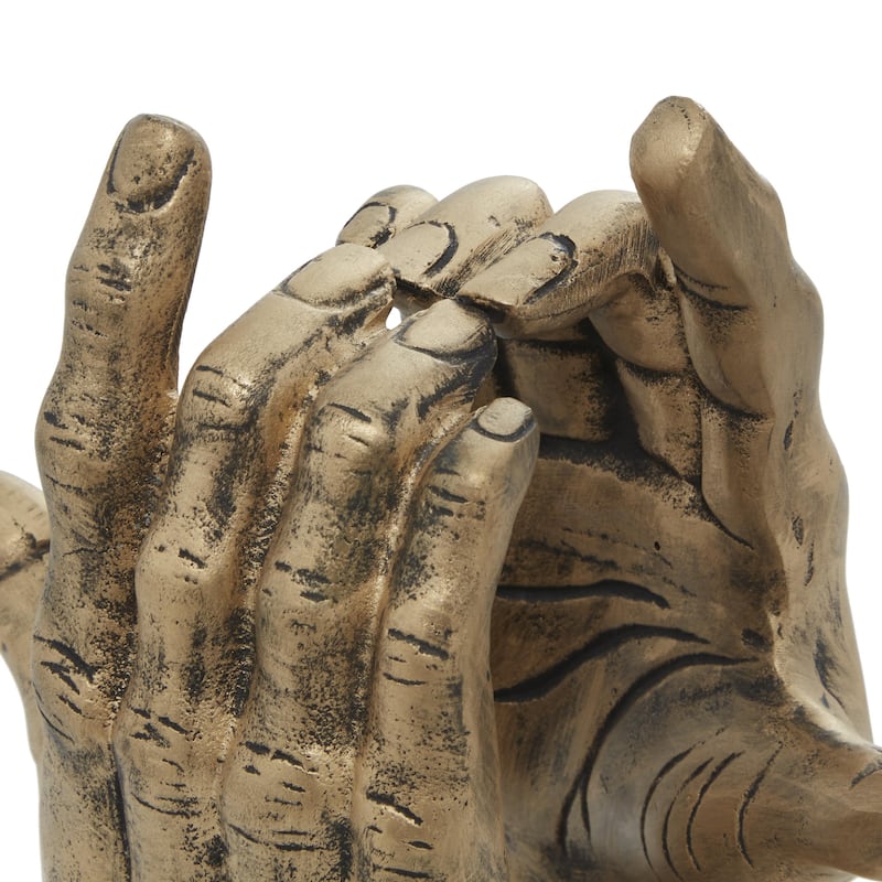 Aluminum Metal Hands Sculpture - Gold - Roche River Decor