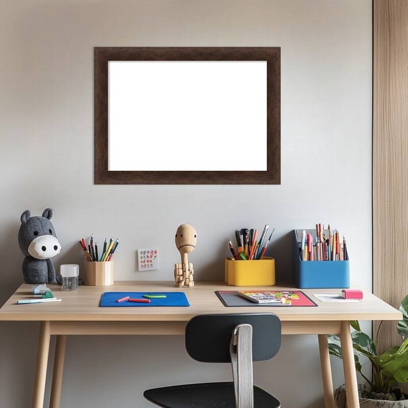 Amanti Art Warm Walnut Narrow Framed Dry Erase Magnetic Board