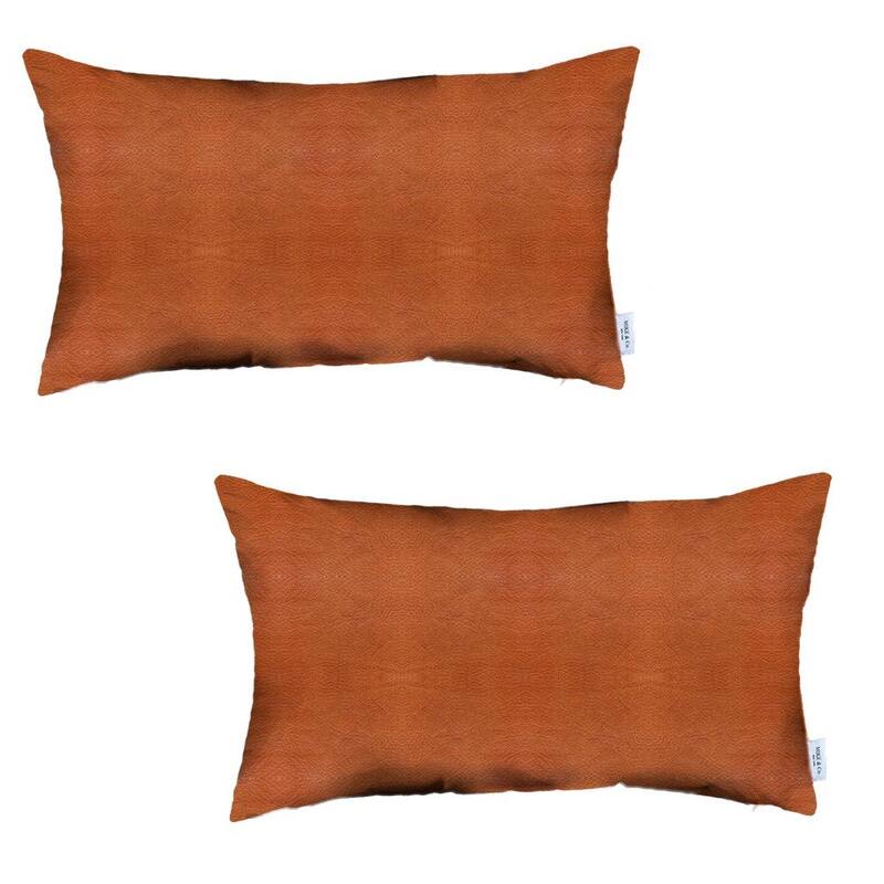 Decorative Faux Leather Solid Square Throw Pillow Cover (Set of 2)