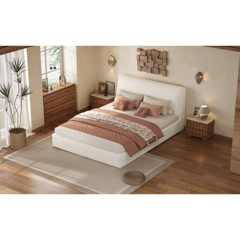 Christopher Knight Home - Ergonomic Boucle Upholstered Platform Bed Frame