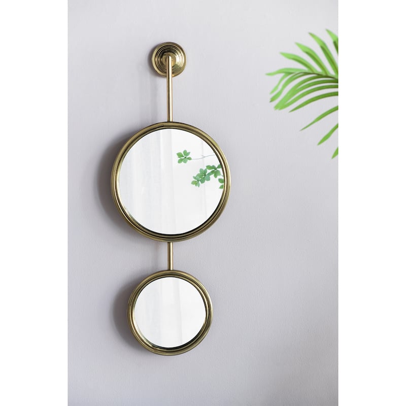 2 Circle Mirrors for Wall Decor,11" x 28.5" - Gold