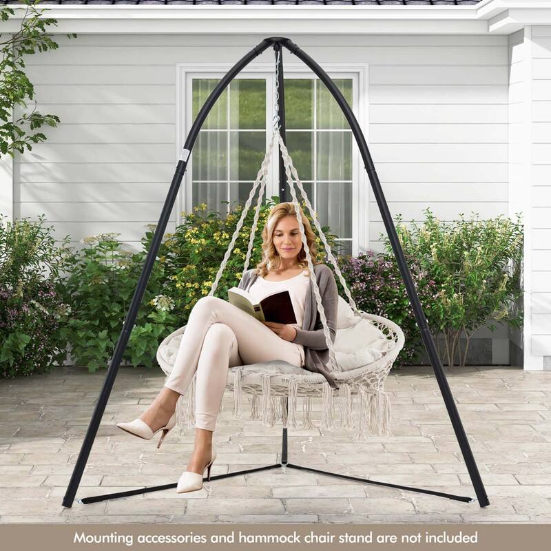 Costway Swing Chair Hand-Woven Rope Hanging Chair with Thick Cushion & - See Details