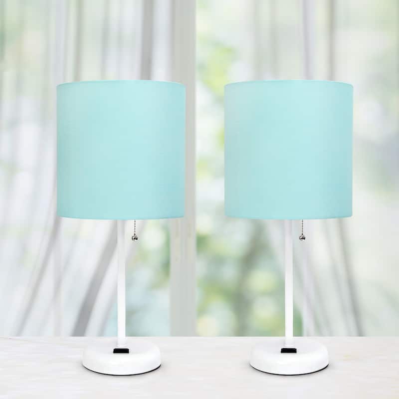 Simple Designs 19.5" 2 Pack Table Desk Lamp Set with Charging Outlet - 19.50