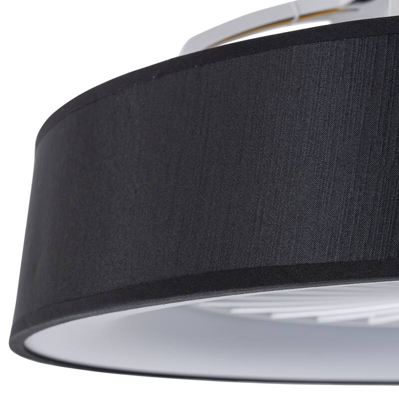 19 in. Rustic Wheel Round Fabric/ Woven Rope Fandelier 7-blade Cylinder Integrated LED Ceiling Fan with Remote Control
