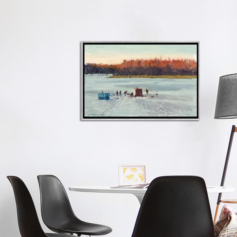 iCanvas "Ice Fishing Sunset" by Ernest Chiriacka Framed